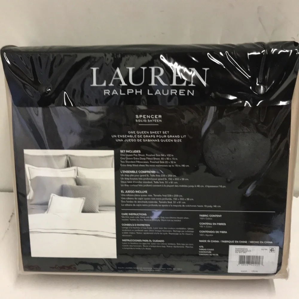 Lauren Ralph Lauren Spencer 475 TC Cotton Sateen 4 pc Sheet Set + 2 Euro Shams